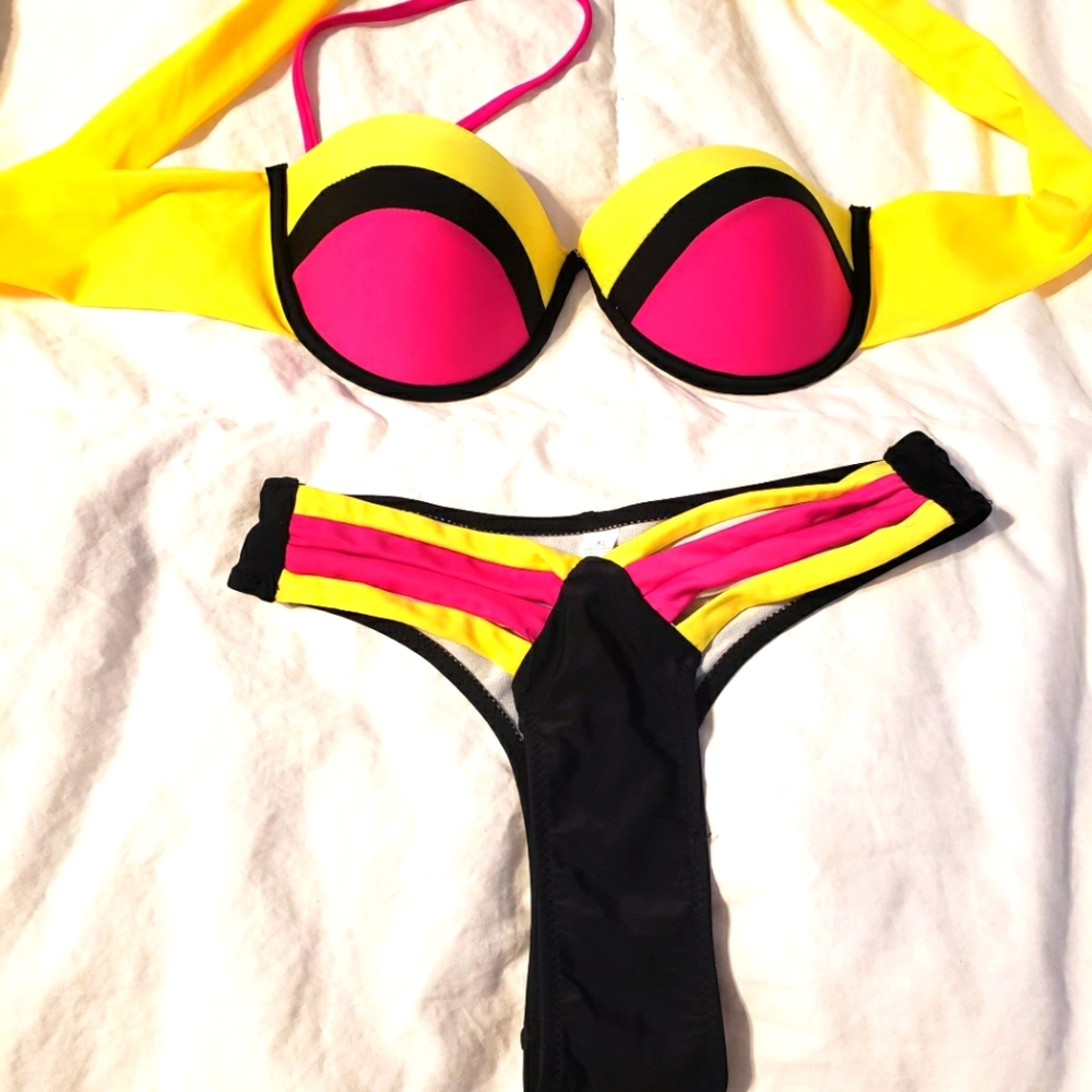 Two piece colorful swimsuit